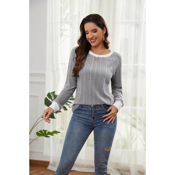 Women Long Sleeve Shirt Polyester Size Large Crewneck Tunic Casual - Picture 4 of 6